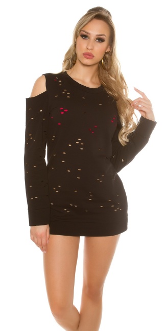 Sexy Coldshoulder Sweater Used Look Black